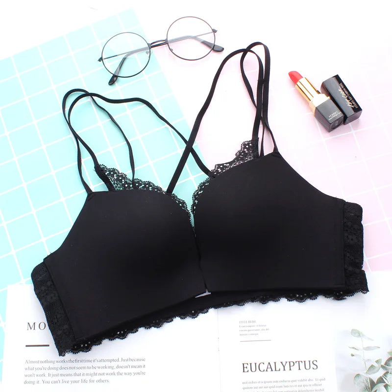 KUCLUT Soft New Summer Bra Front Buckle Design Beautiful Back Gathered Underwear Nylon Fabric Medium Thick 3/4 Cup Fixed...