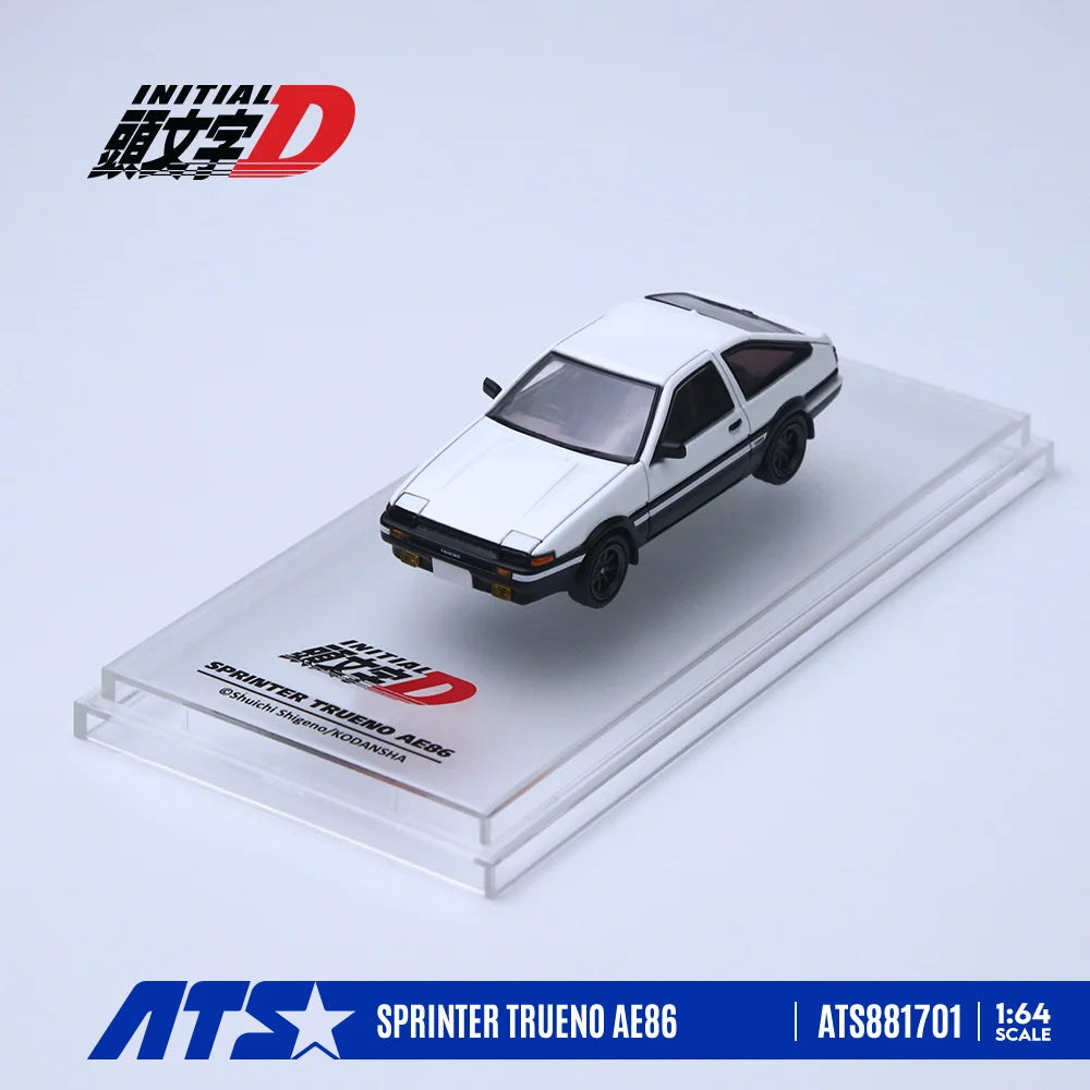 ATS 1:64 Sprinter Trueno AE86 Black Bonnet & White Bonnet Diecast Alloy Car Model Display Collectible Toy Gift