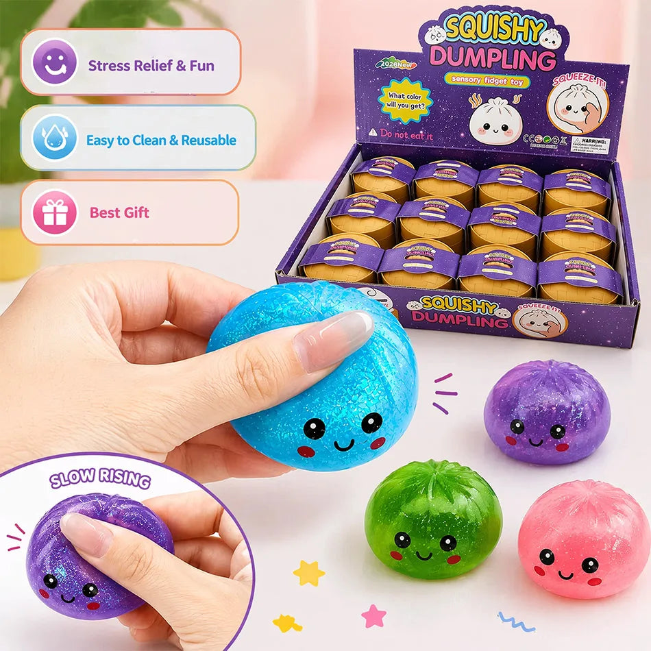 2026  Blind Box cute Mini Glitter Baozi Squishy Toy Sparkly Steamed Bun Squeeze Fidget Toys Stress Relief Sensory Squishies