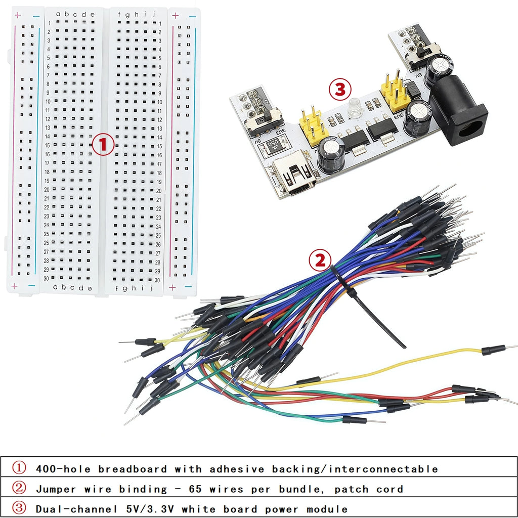 400 830-hole Breadboard MB-102 PCB Circuit Board Experiment Board Soldering Experiment Kit DIY Suitable for Arduino Power Module