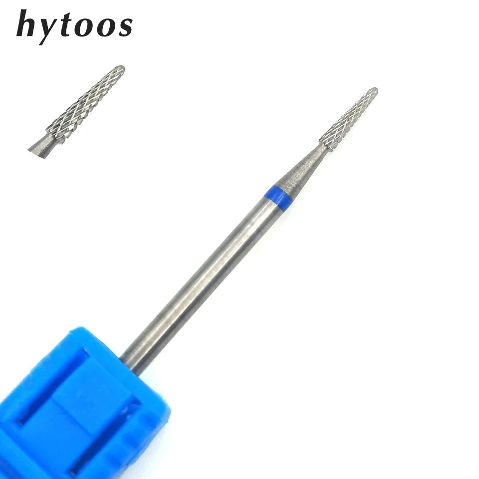 HYTOOS 1PCS Tungsten Carbide Burr Nail Drill Bit 3/32" Bits For Manicure Drill Accessories Milling Cutter Nail Art Tools