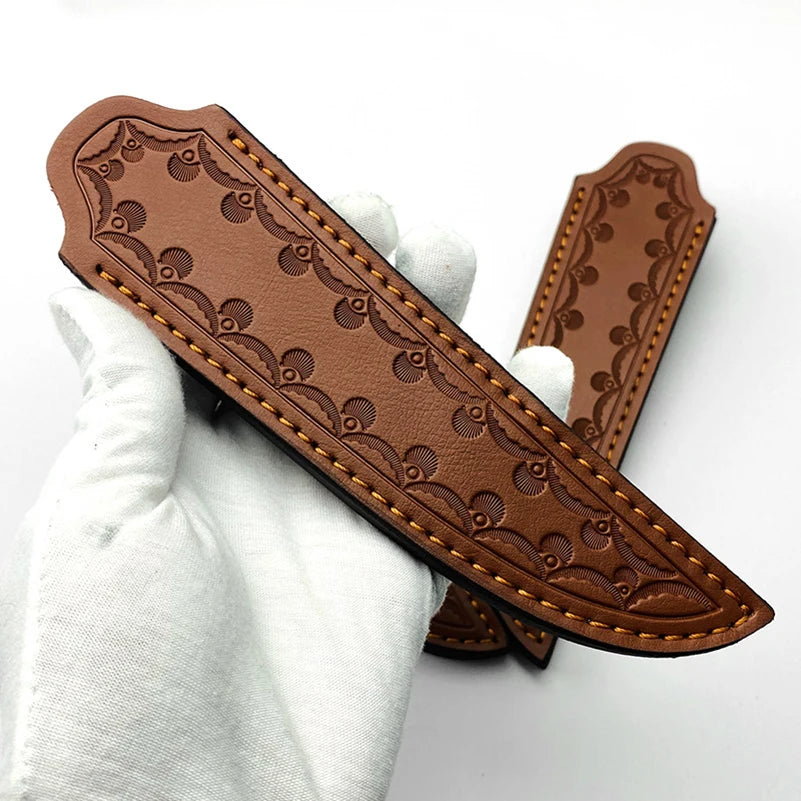 1pc Genuine Cowhide Fixed Blade Knife Scabbard Outdoor Straight Knives Cow Leather Sheath Cover Storage Bag Pants with Belt