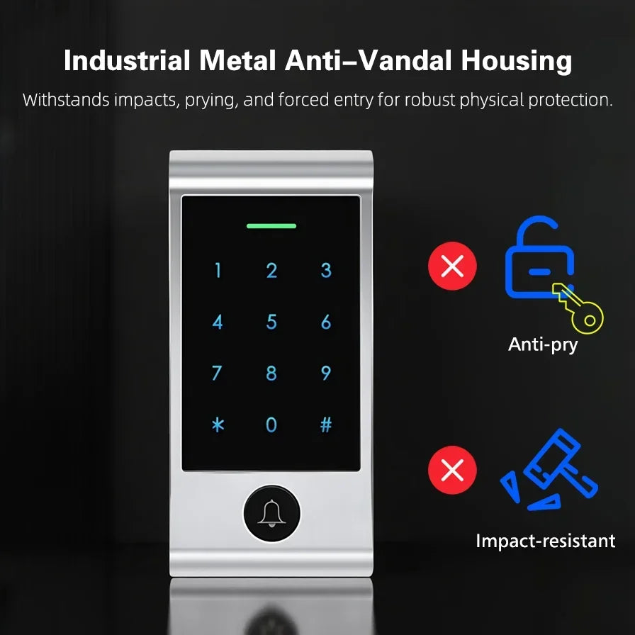 Advanced WIFI Remote Control Touch Keypad Access System with Door Bell Button Waterproof Compatible with Tuya for Home Security