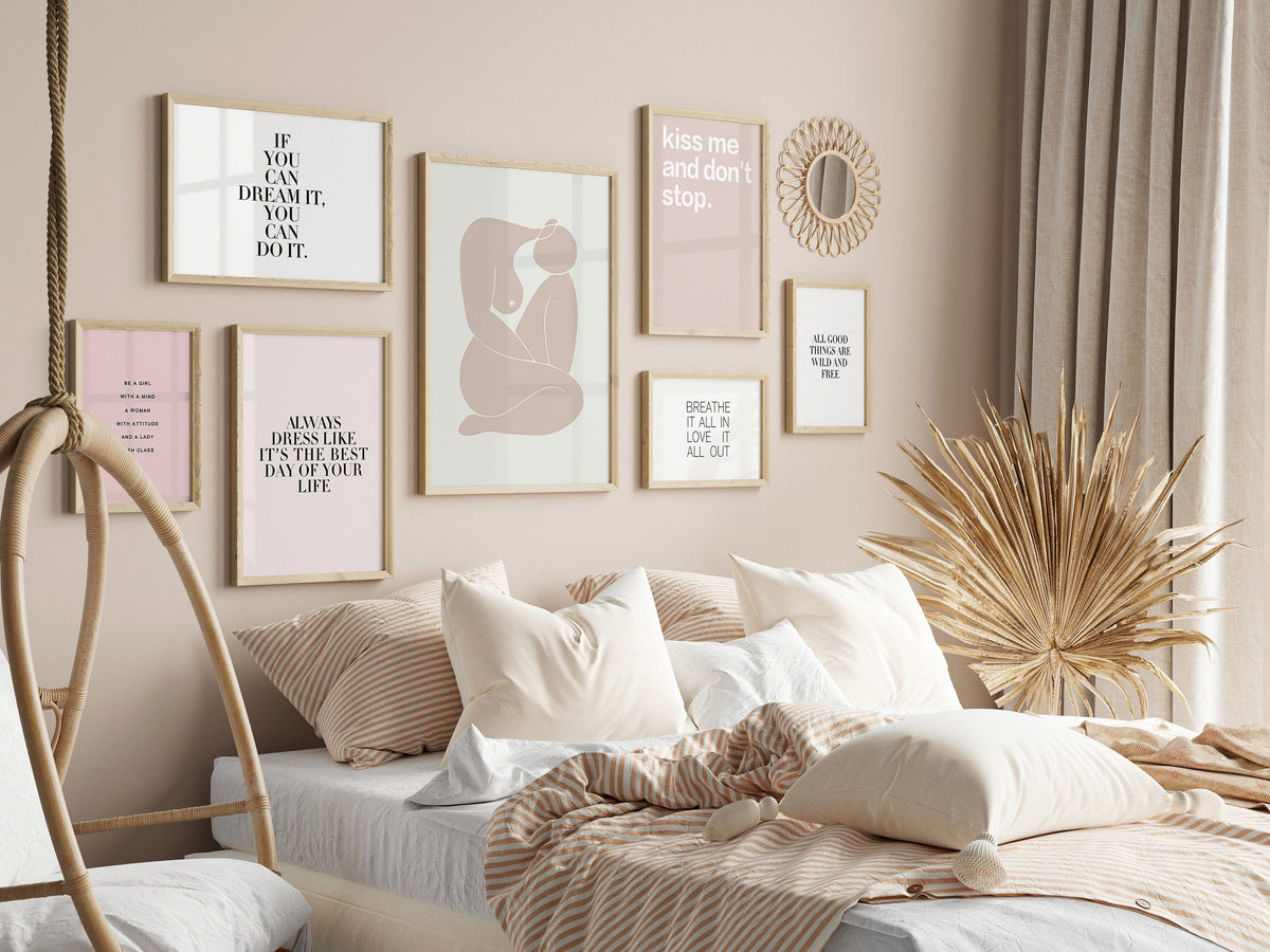 Poster Abstrakt Rosa Schwarz · Inspirierende Sprüche · Wandbilder Wohnzimmer & Schlafzimmer ·  Deko Print Bilder · ohne Rahmen
