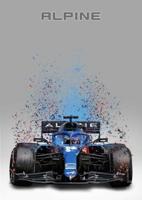 Poster Formel 1  Rennwagen Aquarell · Deko Print ohne Rahmen