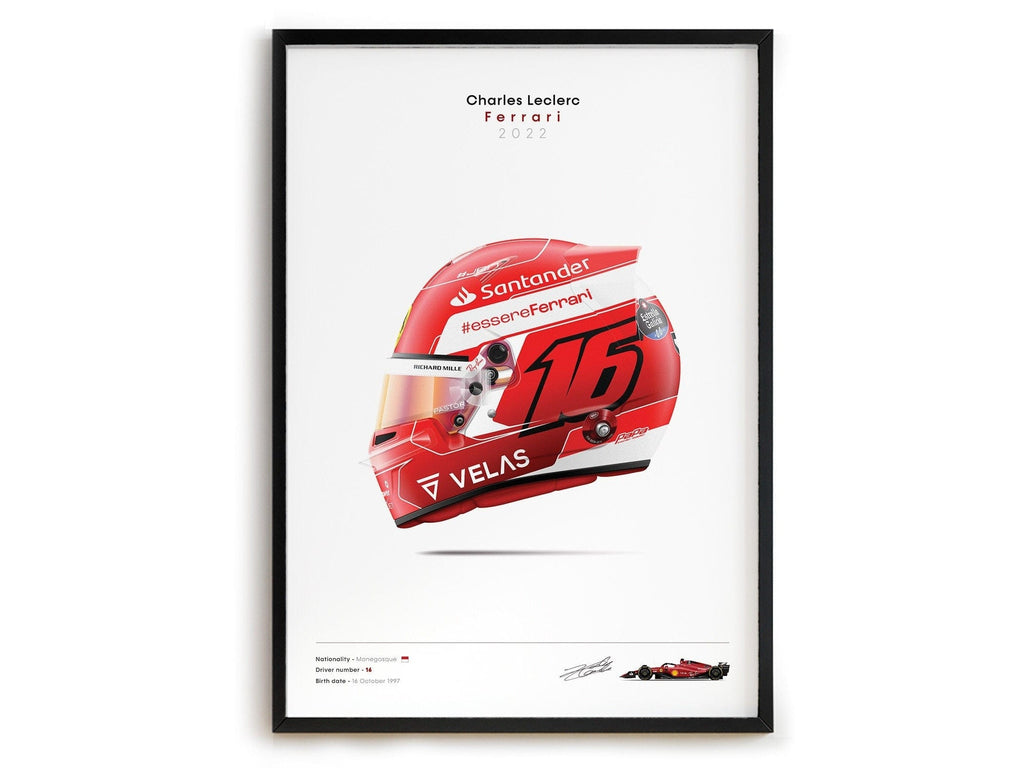 Poster Formel 1 Rennwagen Helm Rennfahrer Name Unterschrift · Deko Print ohne Rahmen