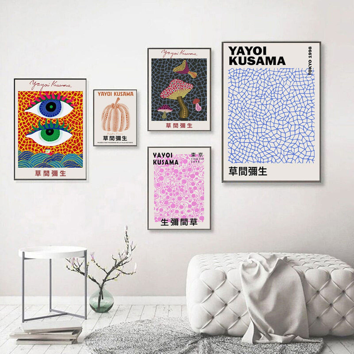 Poster Japan Yayoi Kusama Auge Kürbis Pilze | Bilder Wohnzimmer | Wandbilder Schlafzimmer | Deko Print ohne Rahmen | Bilder  Kunstdruck