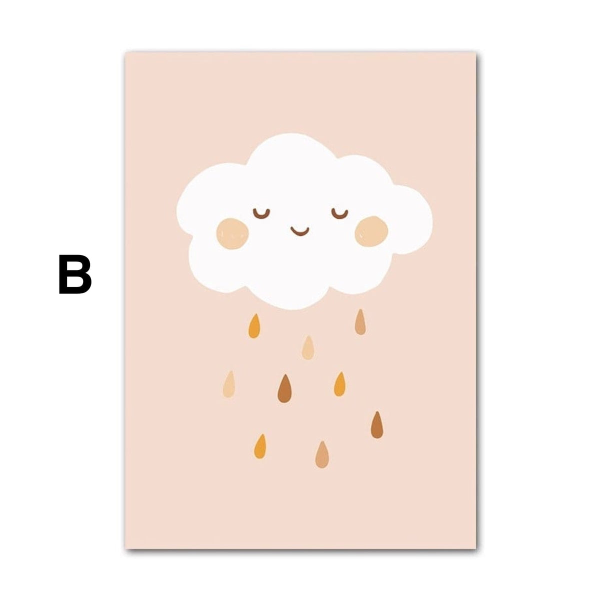 Poster Kinderzimmer Bilder Sonnenstrahlen Blumen Regenbogen und Regen Wolk als Deko Print ohne Rahmen