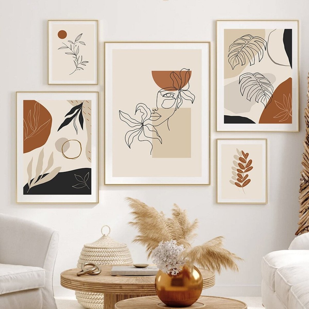 Poster Monstera Blätter und Pflanzen Blätter Abstrakt Boho als Deko Print ohne Rahmen