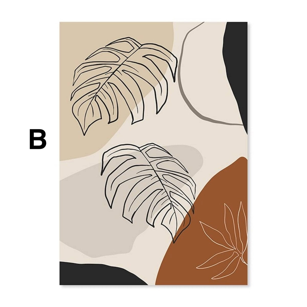 Poster Monstera Blätter und Pflanzen Blätter Abstrakt Boho als Deko Print ohne Rahmen