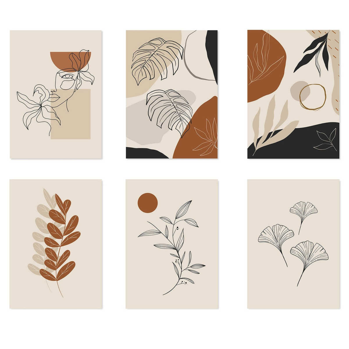 Poster Monstera Blätter und Pflanzen Blätter Abstrakt Boho als Deko Print ohne Rahmen