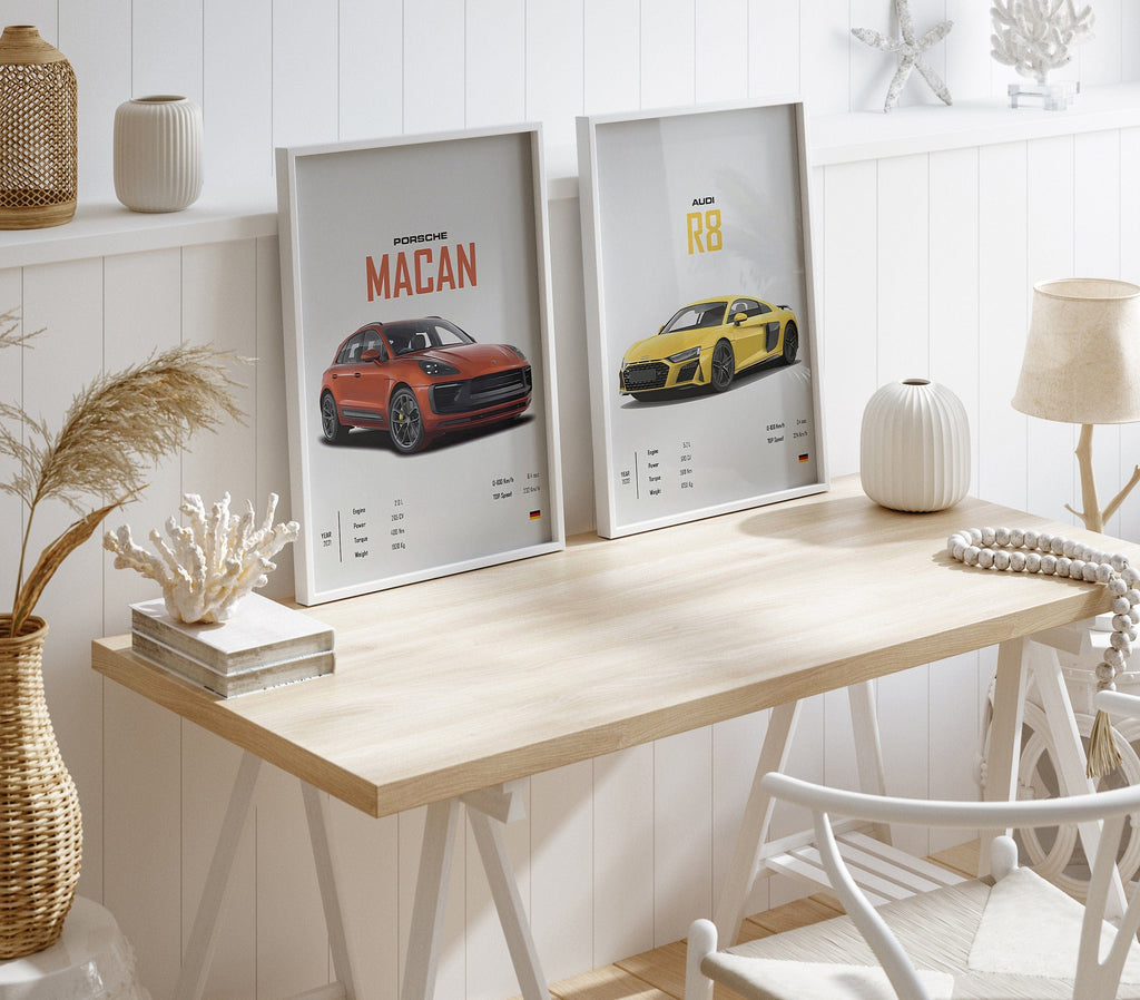 Poster Sportwagen AUDI BMW PORSCHE Mclaren Klassiker Legenden · Geschenk für ihn · Wohnzimmmer & Büro · Wand Deko · Print ohne Rahmen